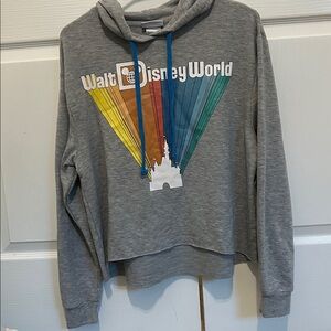 Walt Disney World hooded Castle Rainbow cropped long sleeve Sweatshirt. Size M